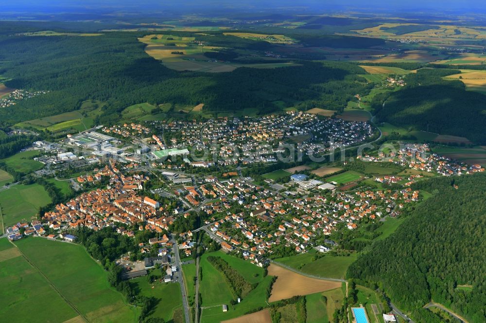 Ebern from the bird's eye view: Village - View of the district Hassberge belonging municipality in Ebern in the state Bavaria