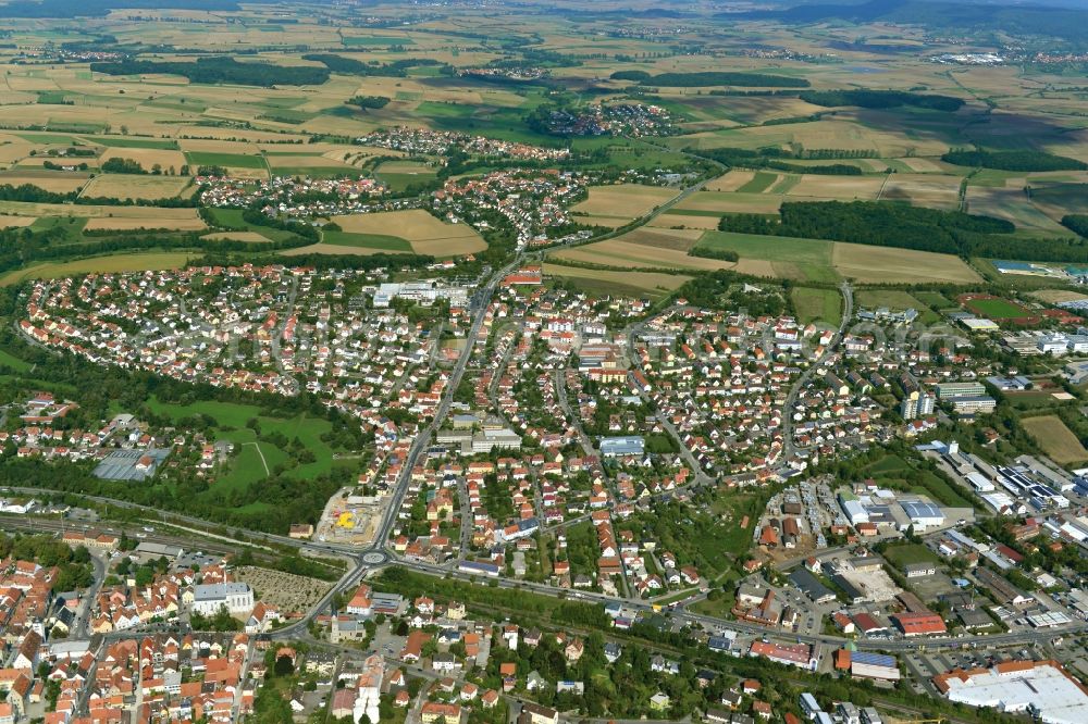 Haßfurt from above - Village - View of the district Hassberge belonging municipality in Hassfurt in the state Bavaria