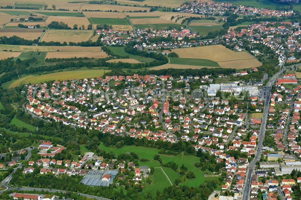 Haßfurt from the bird's eye view: Village - View of the district Hassberge belonging municipality in Hassfurt in the state Bavaria