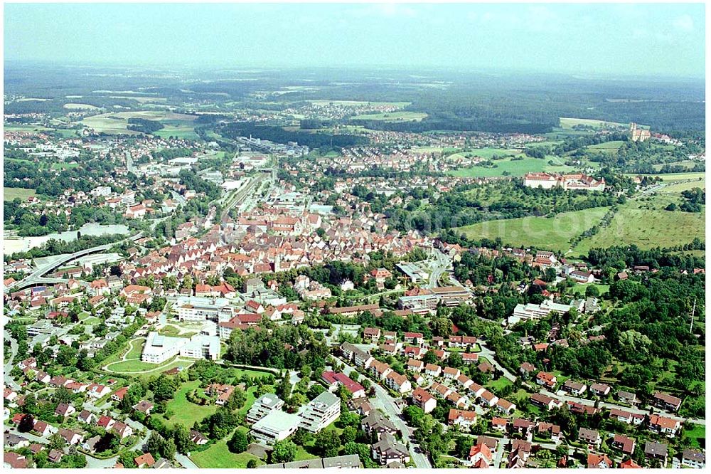 Aerial image Ellwangen - 25.07.2004 Blick auf die Stadt Ellwangen Erlebnis-Region Schwäbische Ostalb c/o Tourist-Information Ellwangen Spitalstraße 4, 73479 Ellwangen