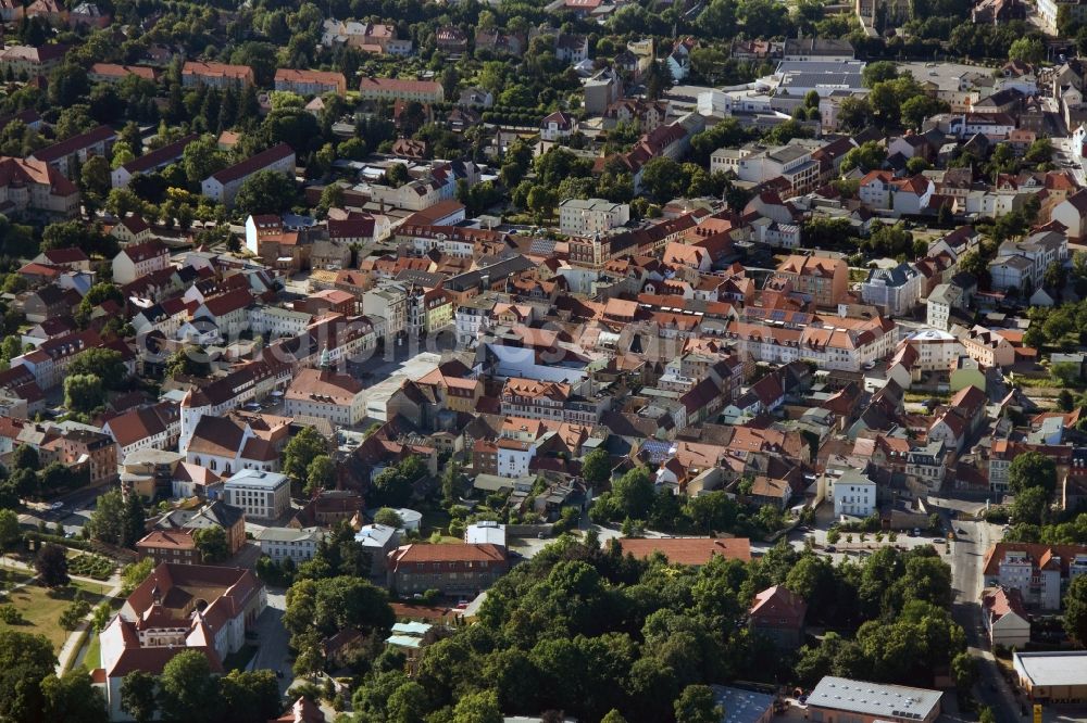 Aerial photograph Finsterwalde - Cityscape of downtown area of the city center of the city in the federal state of Brandenburg Finsterwalde