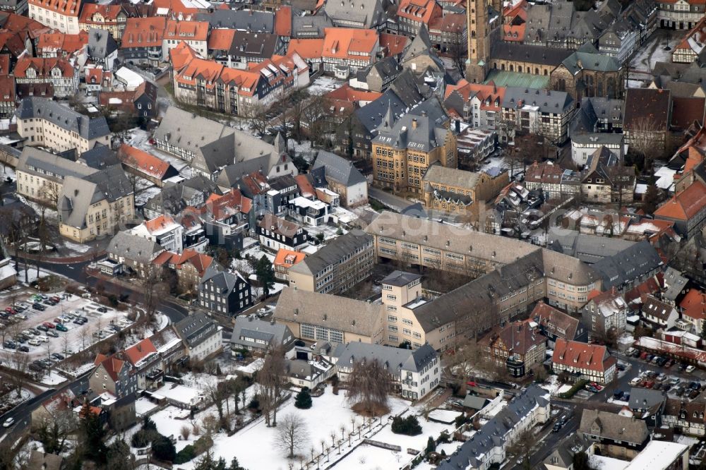 Goslar from above - View of the City Museum and the secondary school