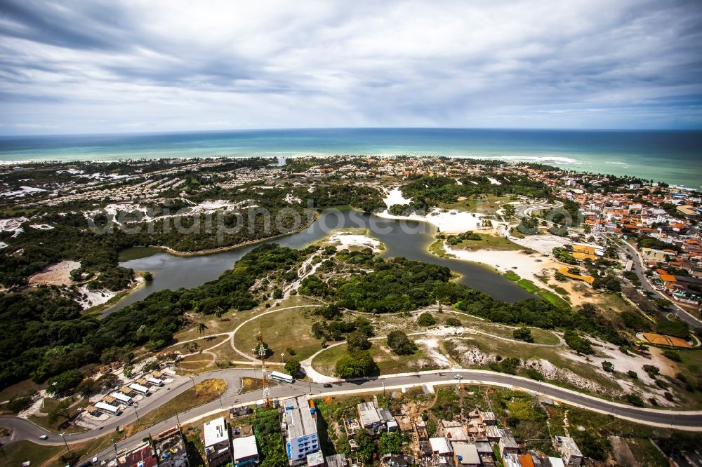 Salvador from above - City Park with lakes of Parque Metropolitano de Pituacu Mirante do in Salvador in the state of Bahia in Brazil