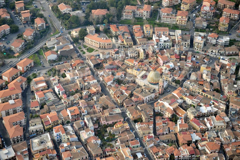 Aci Castello from the bird's eye view: City centre of Aci Castello on Sicily in Italien