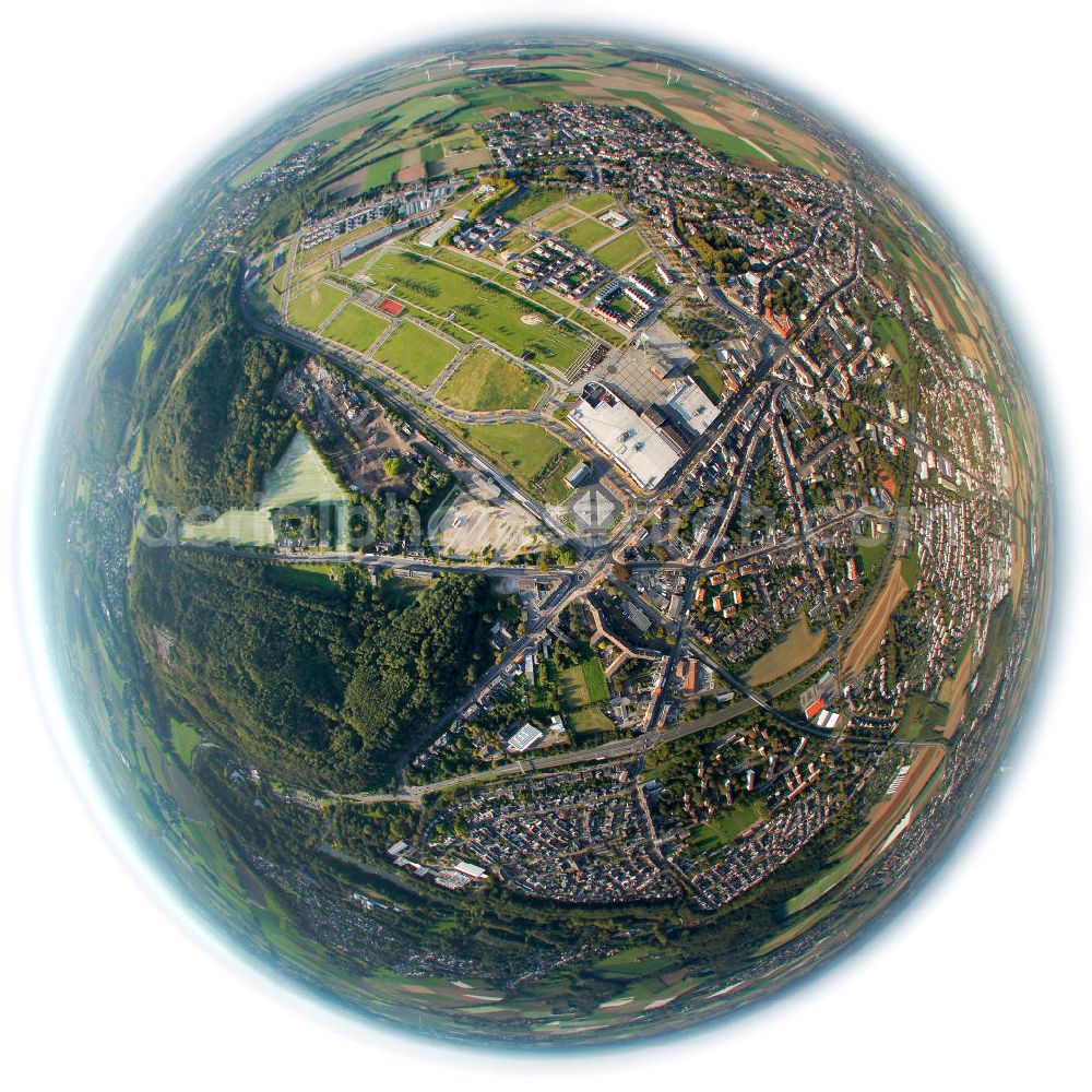 Aerial image ALSDORF - Fisheye motive of Alsdorf and its commercial area in North Rhine-Westphalia