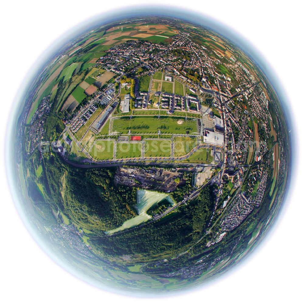 Aerial photograph ALSDORF - Fisheye motive of Alsdorf and its commercial area in North Rhine-Westphalia