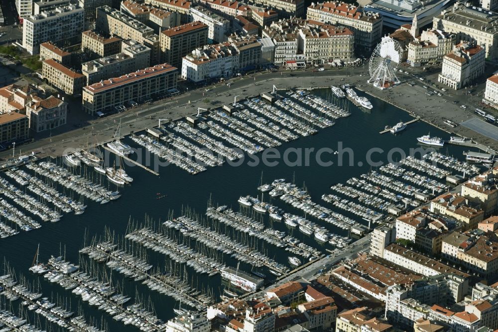 Aerial photograph Marseille - Cityscape with the Old Port / Vieux Port of Marseille in the Provence-Alpes-Cote d'Azur, France