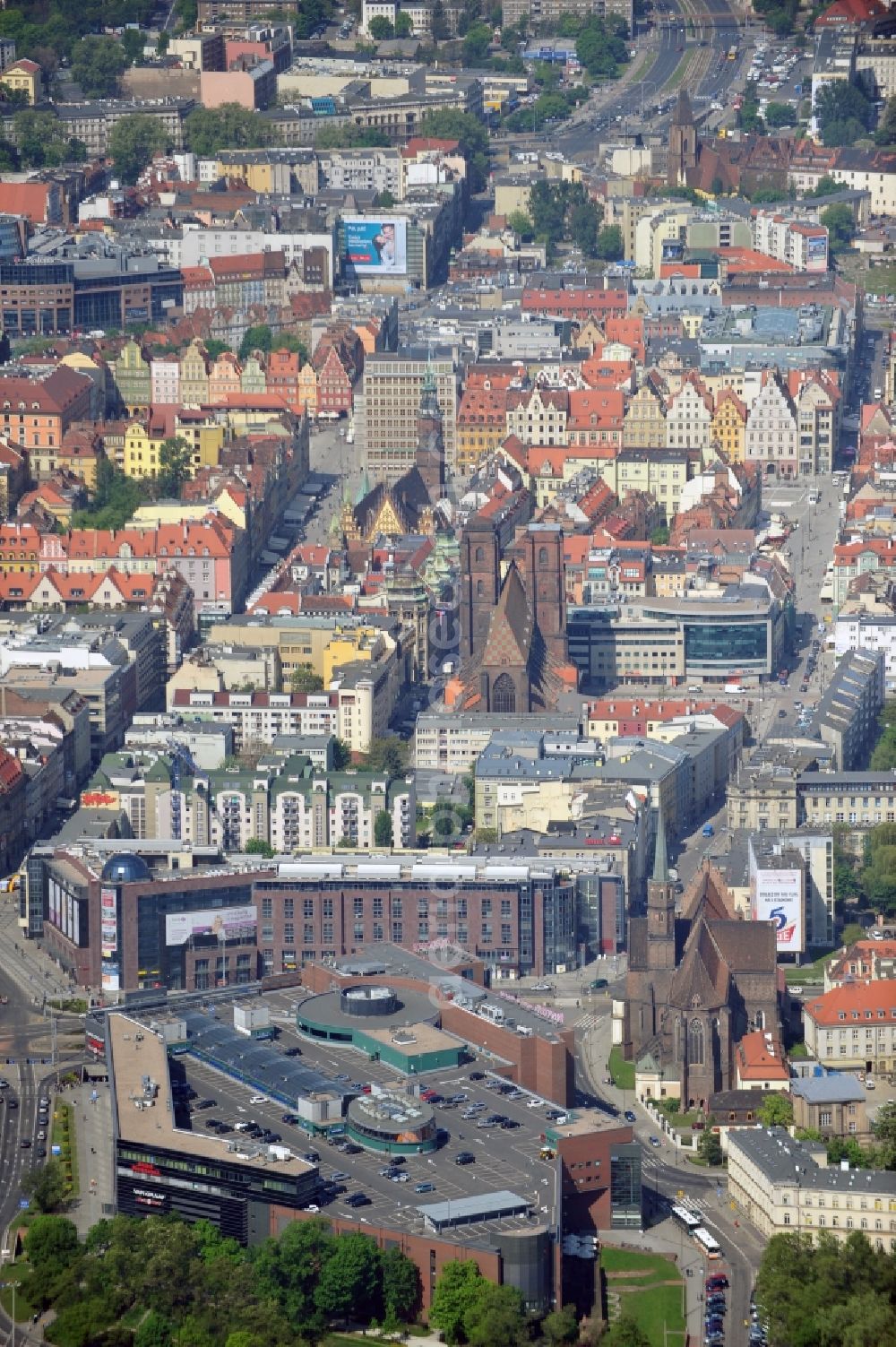 Aerial image Wroc?aw / Breslau - The Galeria Dominikanska is a shopping mall in the city center of Wroclaw in Poland