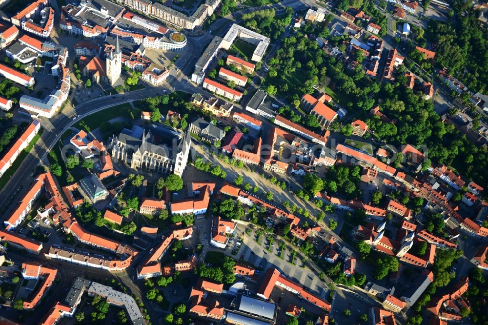 Aerial image Halberstadt - Cityscape onto the old city of Halberstadt in the state Saxony-Anhalt. Catch sight of the Halberstadt Cathedral, the Church of Our Lady of Halberstadt and the Martini Church