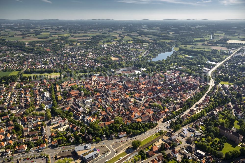 Aerial photograph Warendorf - City view with the old town and city center at the center in Warendorf in North Rhine-Westphalia