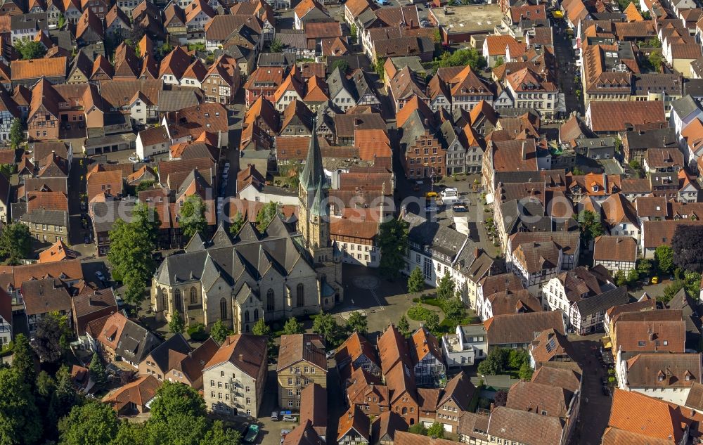 Warendorf from above - City view with the old town and city center at the center in Warendorf in North Rhine-Westphalia