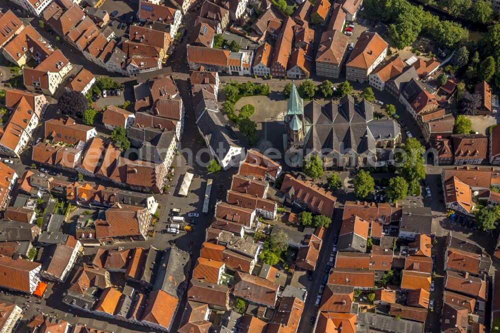 Warendorf from above - City view with the old town and city center at the center in Warendorf in North Rhine-Westphalia