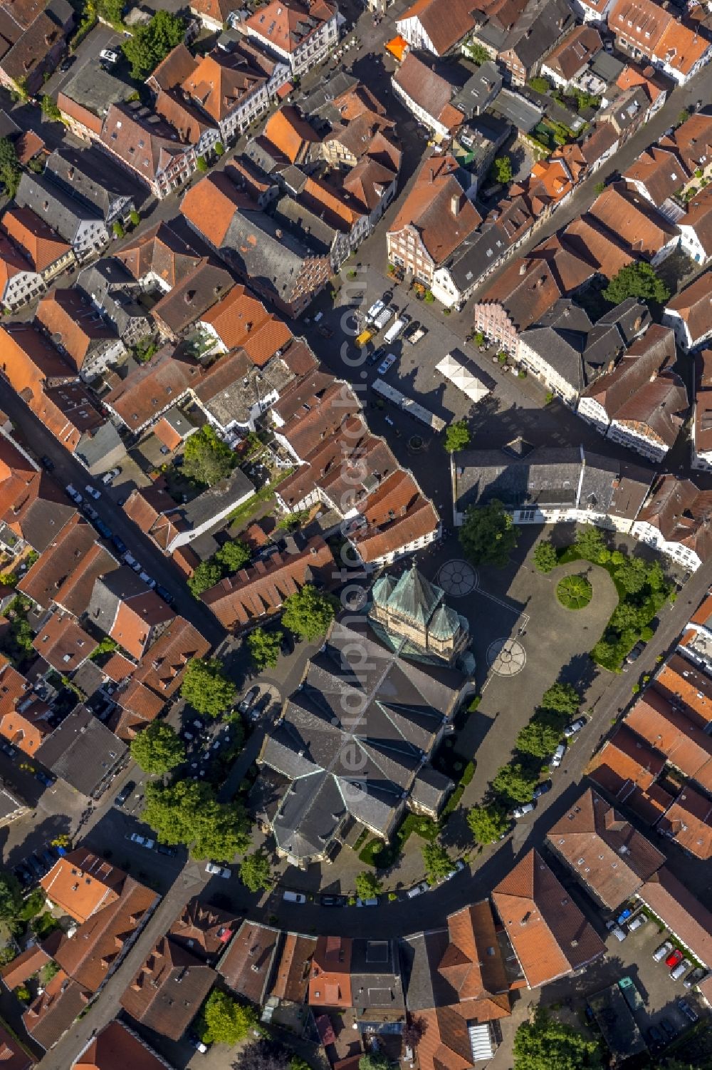 Warendorf from the bird's eye view: City view with the old town and city center at the center in Warendorf in North Rhine-Westphalia