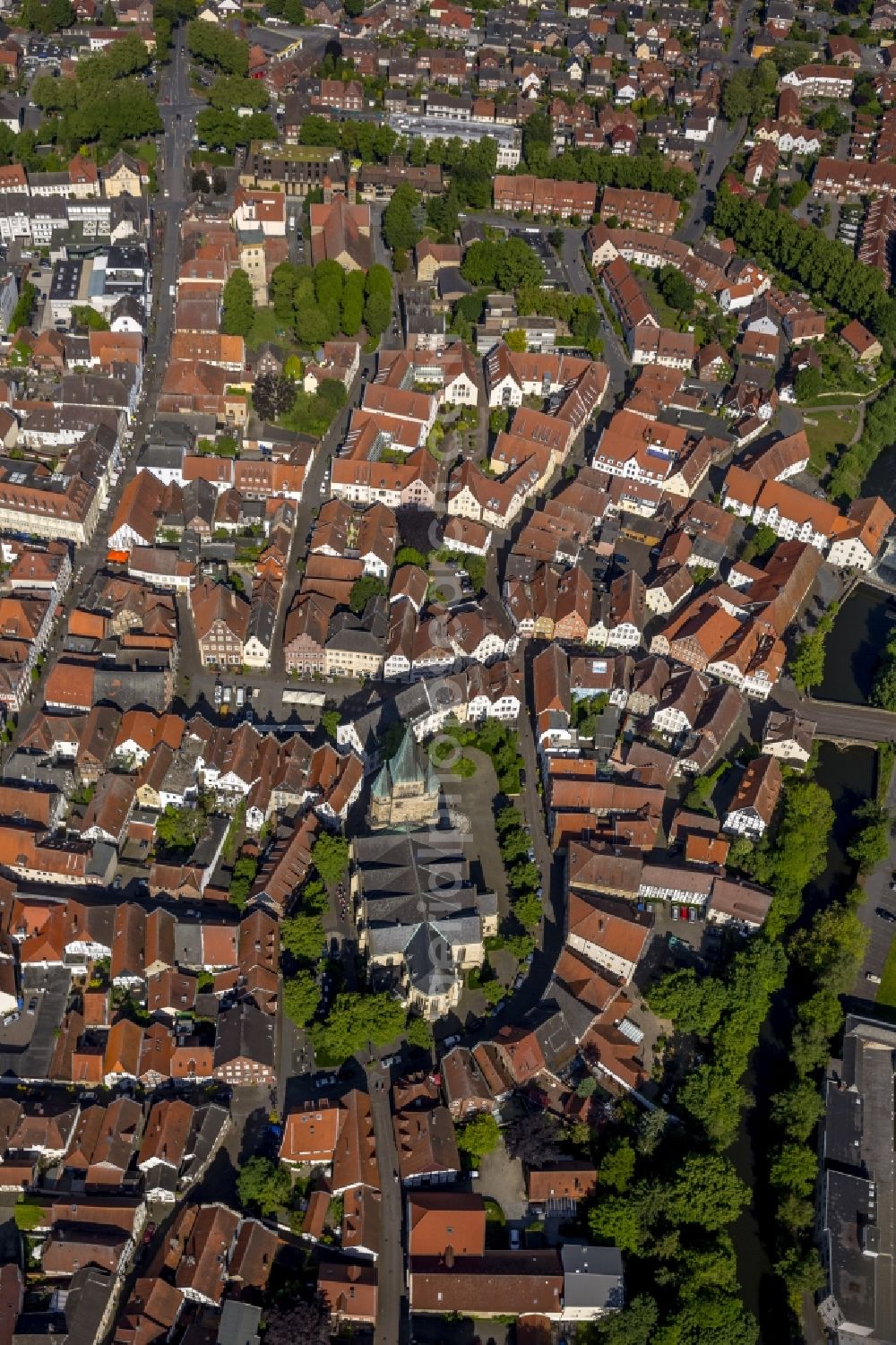 Aerial image Warendorf - City view with the old town and city center at the center in Warendorf in North Rhine-Westphalia