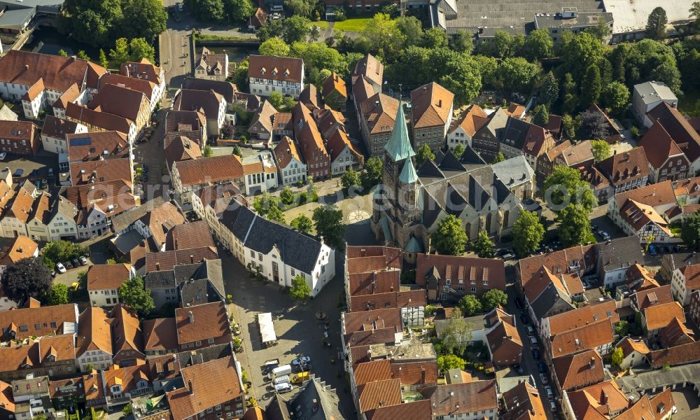 Warendorf from the bird's eye view: City view with the old town and city center at the center in Warendorf in North Rhine-Westphalia