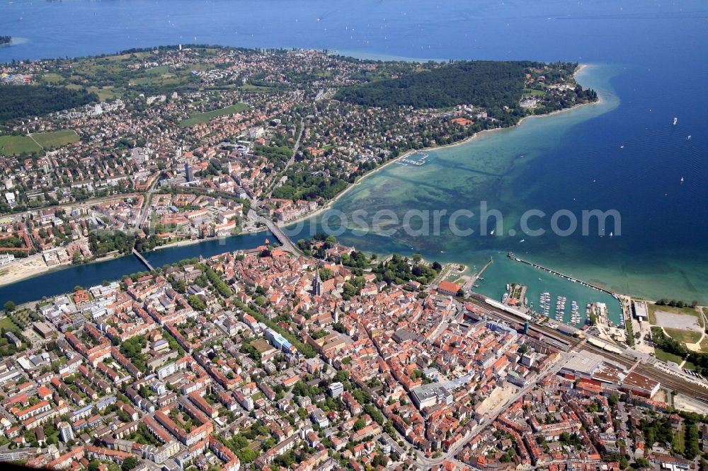 Aerial photograph Konstanz - City view from the town center with the port of Constance in Baden-Wuerttemberg