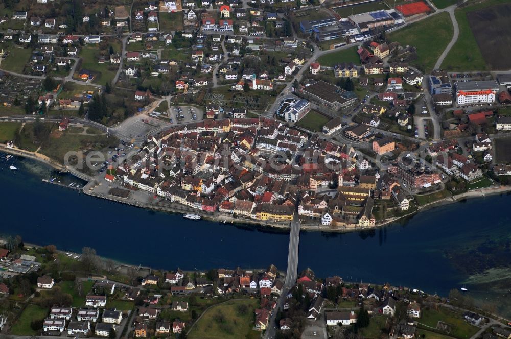 Stein am Rhein from above - City view of the Old Town of Stein am Rhein in the canton of Schaffhausen in Switzerland