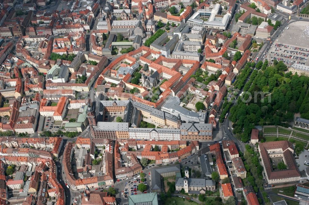 Würzburg from the bird's eye view: City view of the old town of Wuerzburg in the state of Bavaria