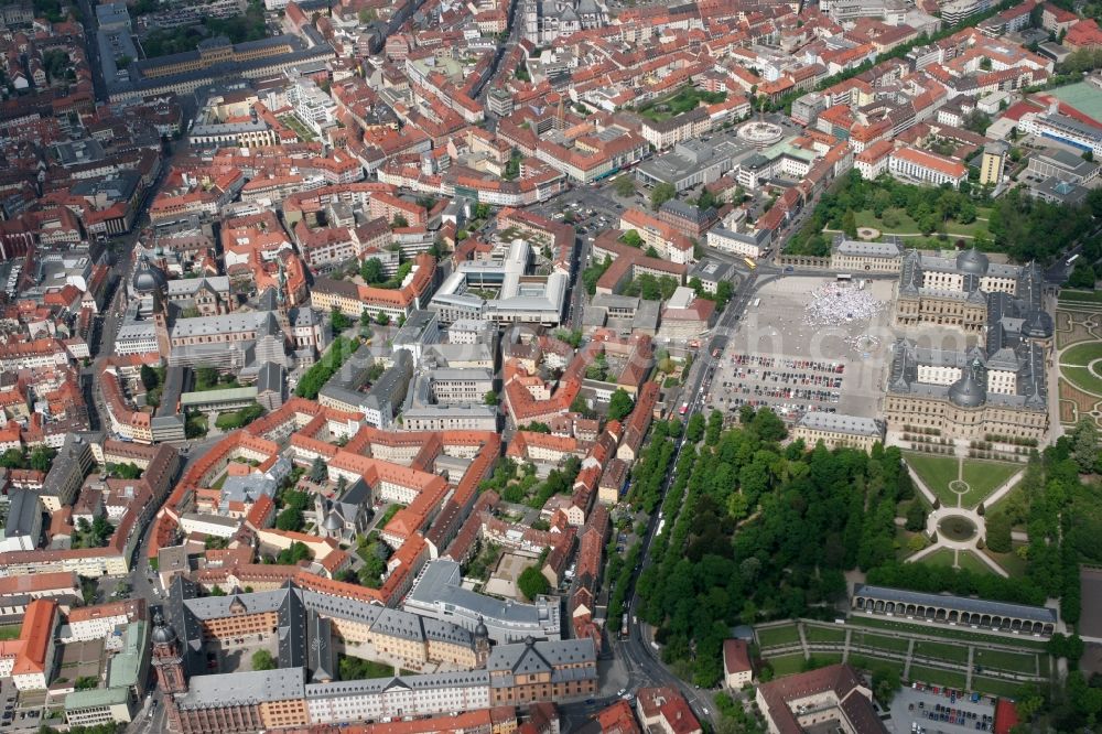 Würzburg from above - City view of the old town of Wuerzburg with view of the Residenz Wuerzburg in the state of Bavaria