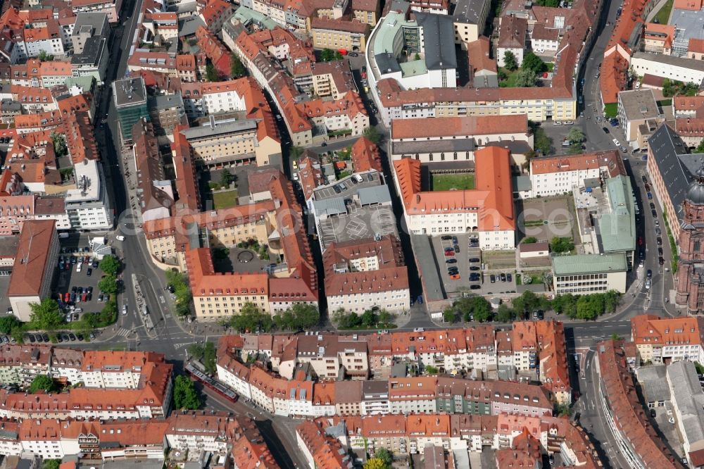 Aerial image Würzburg - City view of the old town of Wuerzburg in the state of Bavaria