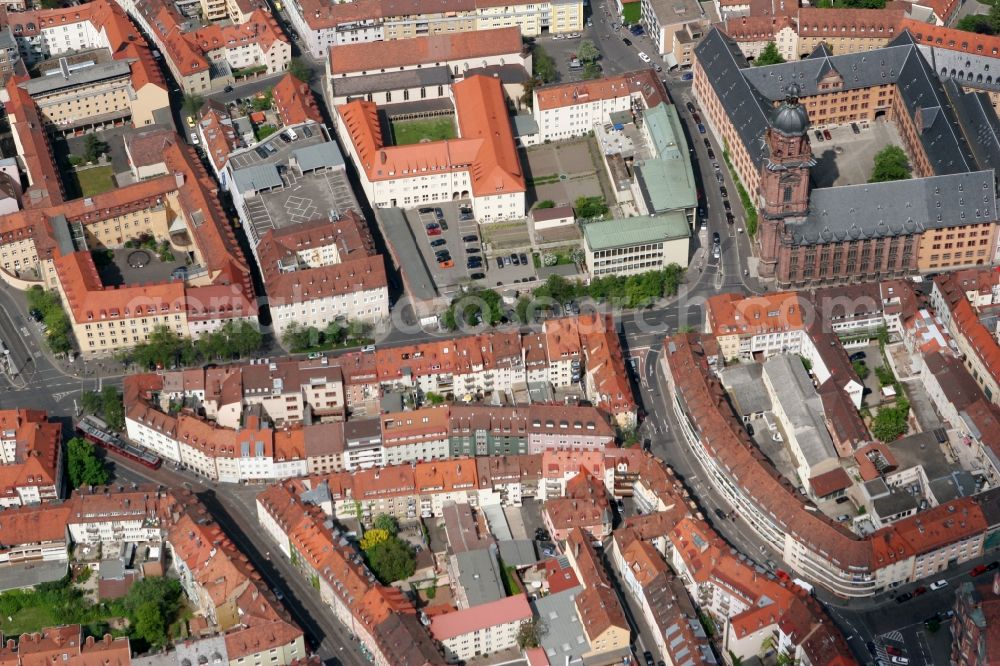 Aerial photograph Würzburg - City view of the old town of Wuerzburg in the state of Bavaria