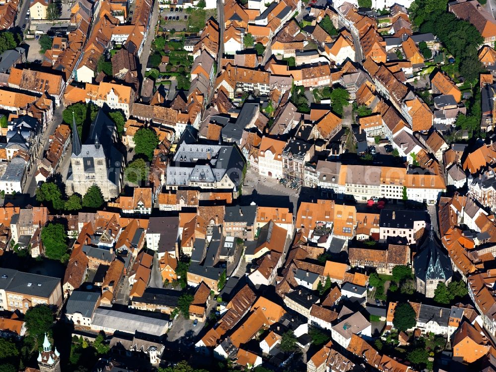 Aerial photograph Quedlinburg - City view from the old city center on the historic marketplace in Quedlinburg, Saxony-Anhalt