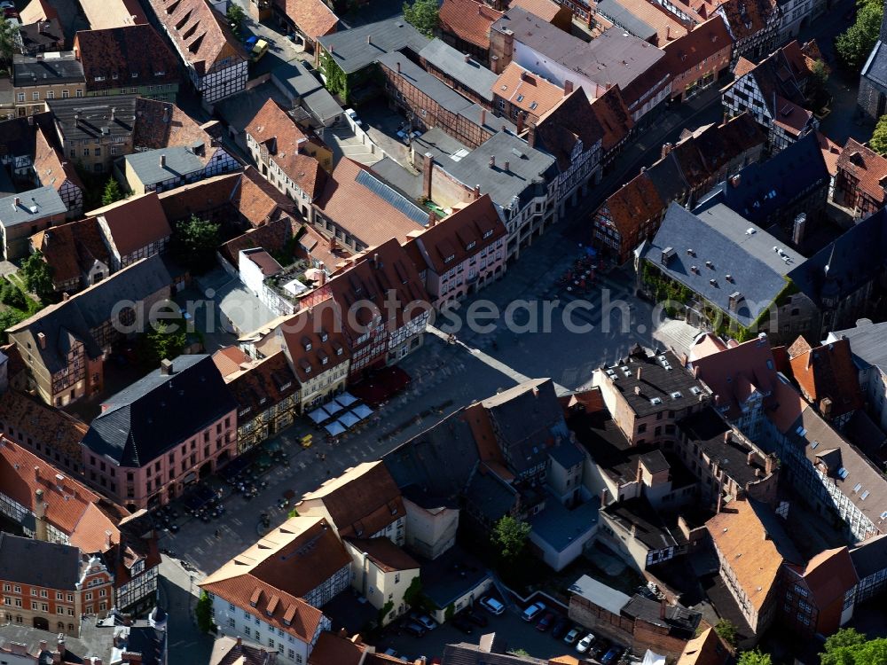 Quedlinburg from above - City view from the old city center on the historic marketplace in Quedlinburg, Saxony-Anhalt