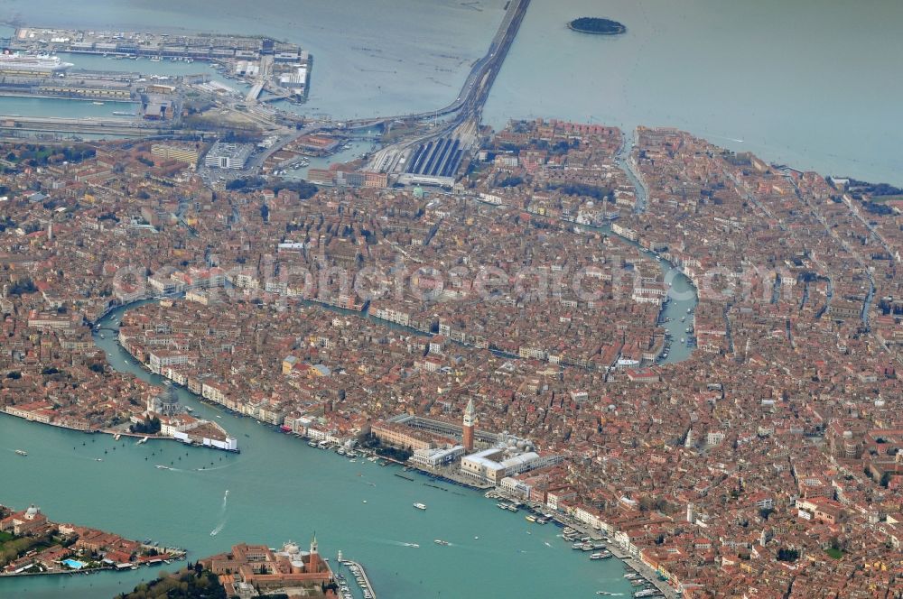 Venedig from the bird's eye view: City view from the old town center on Mark's Square in Venice Italy