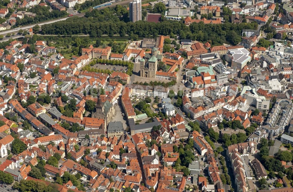 Aerial photograph Osnabrück - City view from the old town of Osnabrück. An important and ancient city of Osnabrueck ensemble include the Town Hall and St. Mary's Church