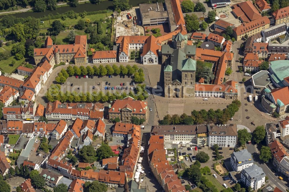 Aerial image Osnabrück - City view from the old town of Osnabrück. An important and ancient city of Osnabrueck ensemble include the Town Hall and St. Mary's Church