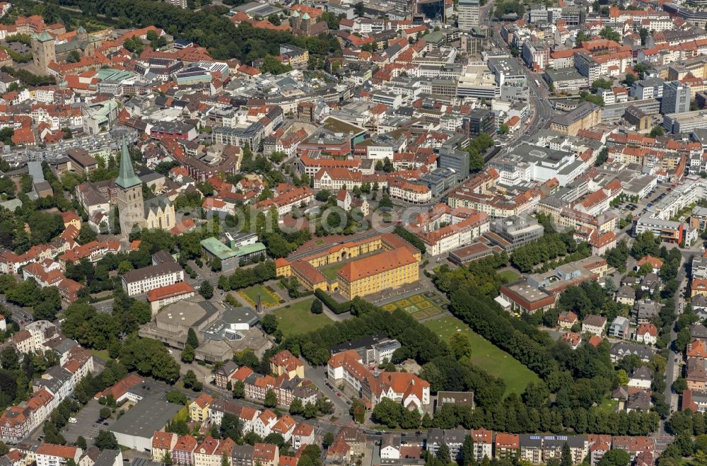 Osnabrück from above - City view from the old town of Osnabrück. An important and ancient city of Osnabrueck ensemble include the Town Hall and St. Mary's Church