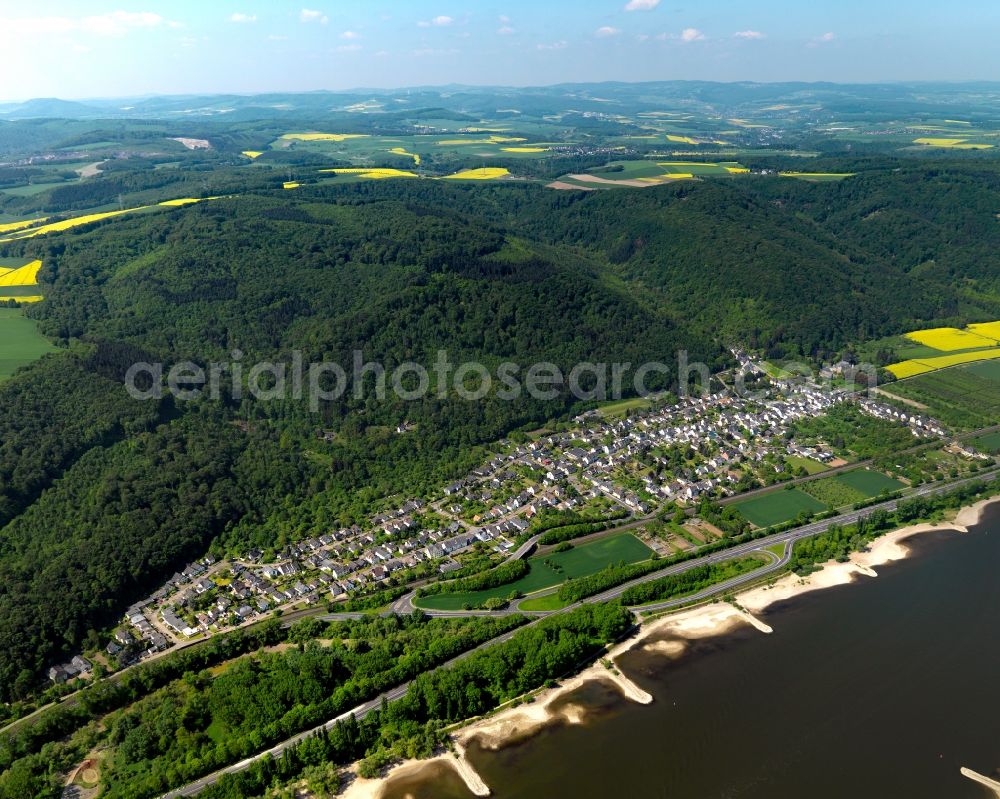 Andernach, Namedy from above - Cityscape of Andernach, Namedy the river course of the Rhine in the State of Rhineland-Palatinate