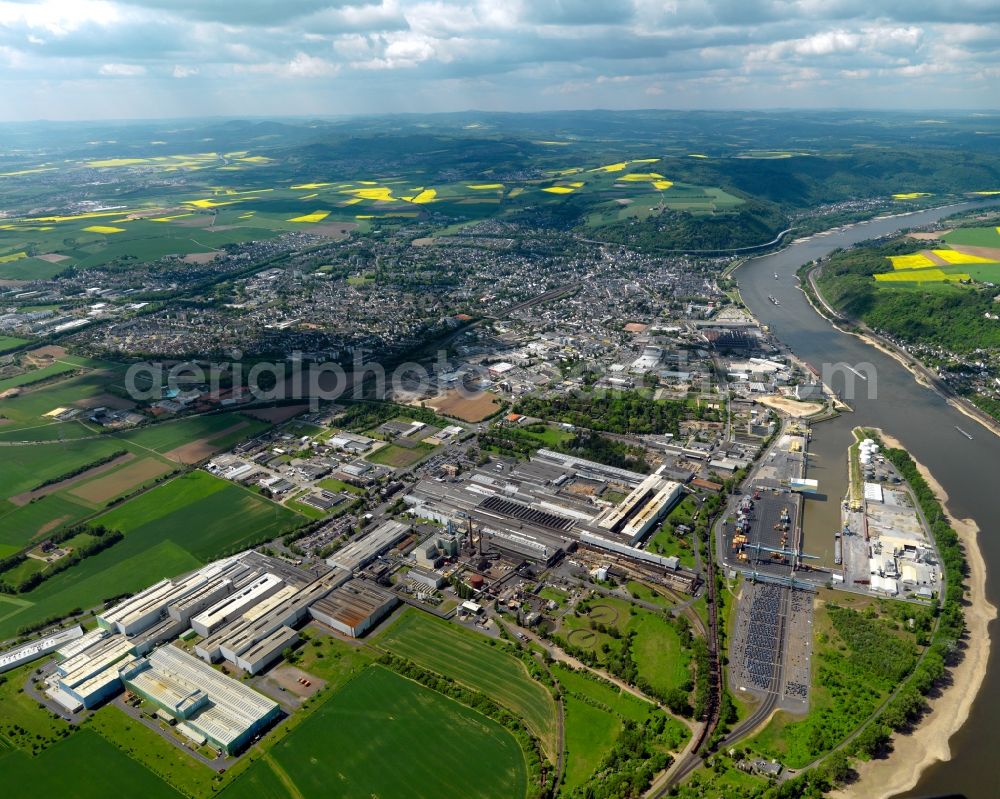 Andernach from above - Cityscape of Andernach on the banks of the Rhine in the State of Rhineland-Palatinate