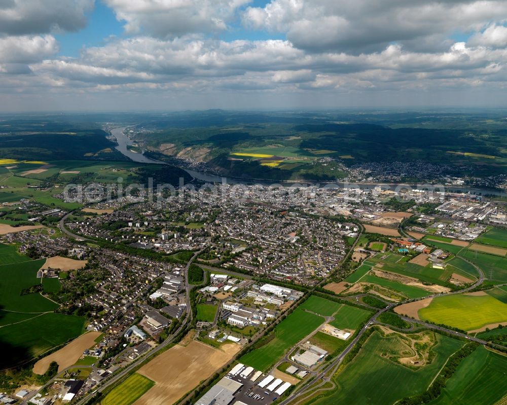 Andernach from the bird's eye view: Cityscape of Andernach on the banks of the Rhine in the State of Rhineland-Palatinate