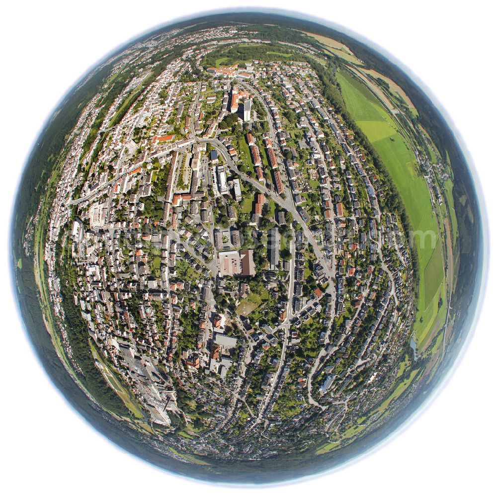 Arnsberg from the bird's eye view: Fisheye motive of Arnsberg in North Rhine-Westphalia