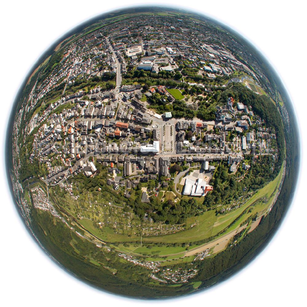 Arnsberg from the bird's eye view: Fisheye motive of Arnsberg in North Rhine-Westphalia