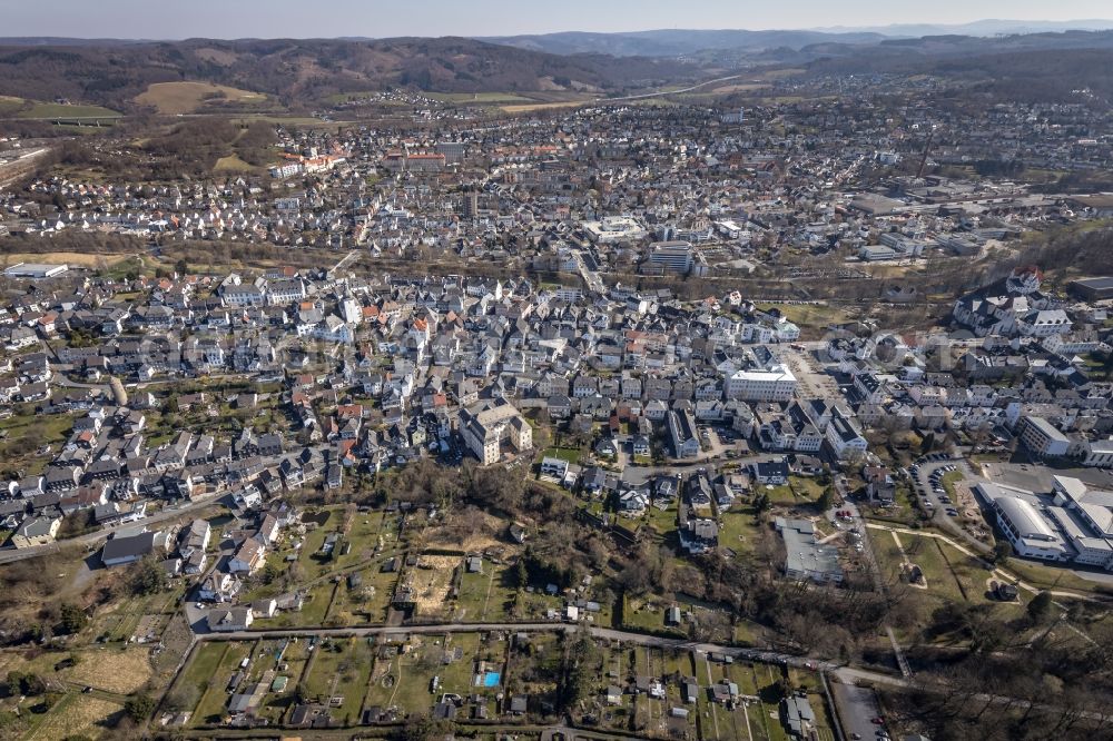 Aerial photograph Arnsberg - Town View of the streets and houses of the residential areas in Arnsberg at Sauerland in the state North Rhine-Westphalia, Germany