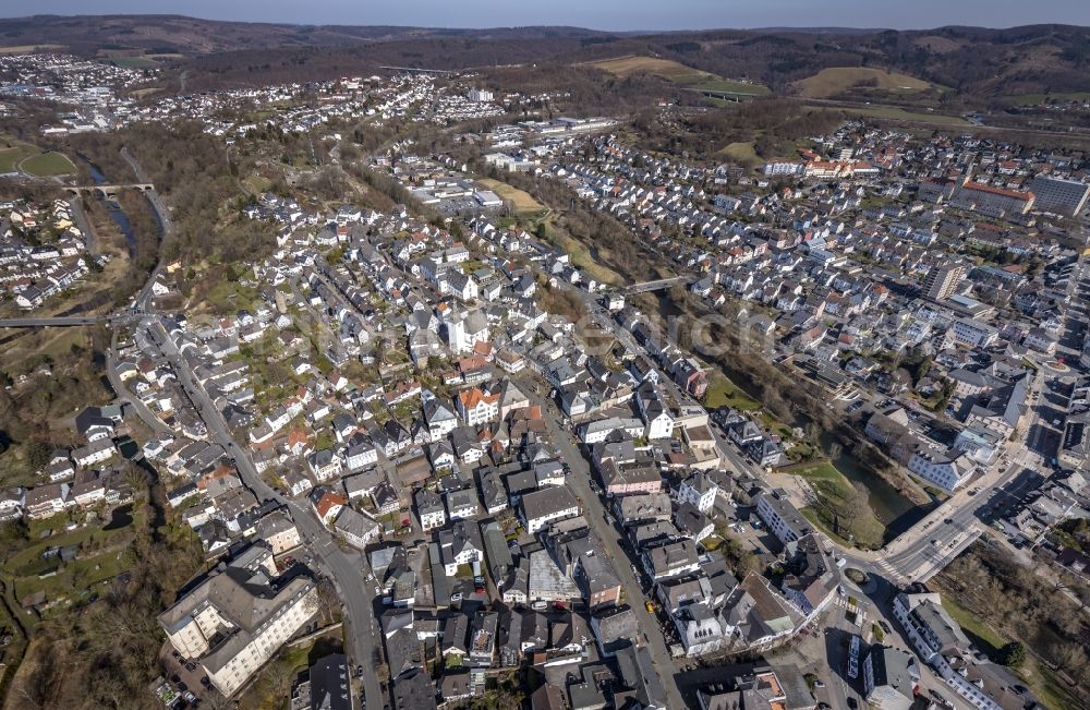 Aerial photograph Arnsberg - Town View of the streets and houses of the residential areas in Arnsberg at Sauerland in the state North Rhine-Westphalia, Germany