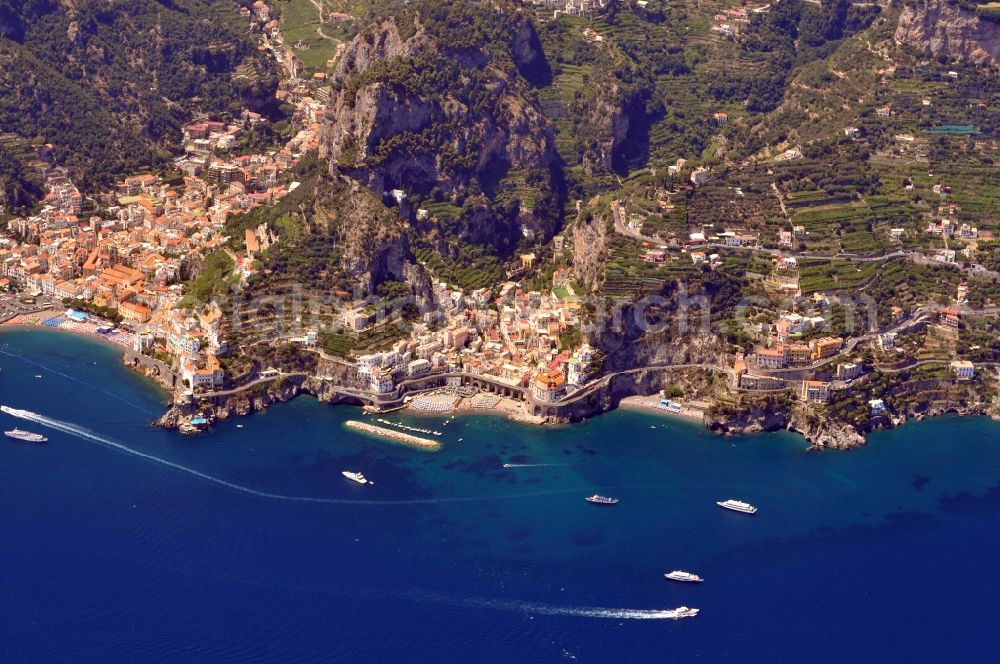 Aerial photograph Atrani - City view of Atrani at the Amalfi Coast in the province Salerno in Italy