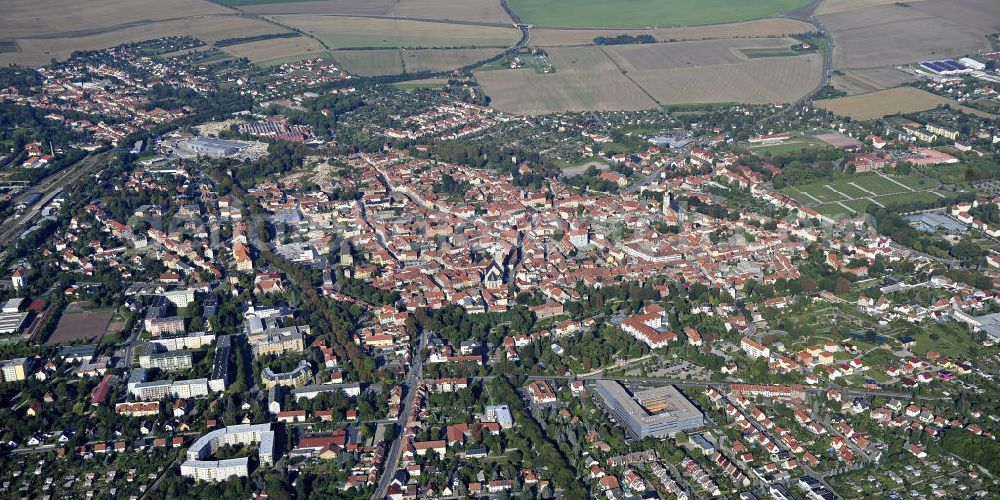 Aerial photograph Bad Langensalza - Blick über die Kurstadt Bad Langensalza mit der historischen Altstadt. Views of the spa town of Bad Langensalza with the historic old town.