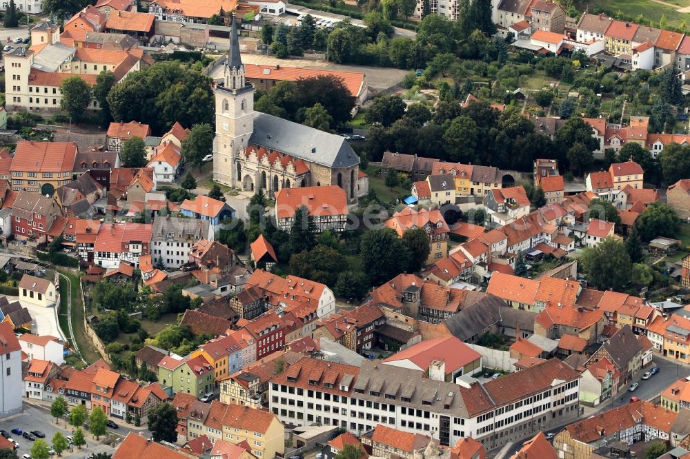 Aerial photograph Bad Langensalza - Cityscape of Bad Langensalza with the church St.Stephani in Thuringia