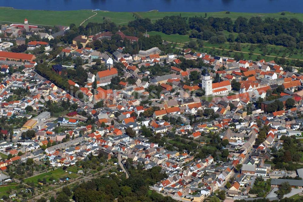 Aerial image Barby - Blick auf das Stadtzentrum Barby an der Elbe.