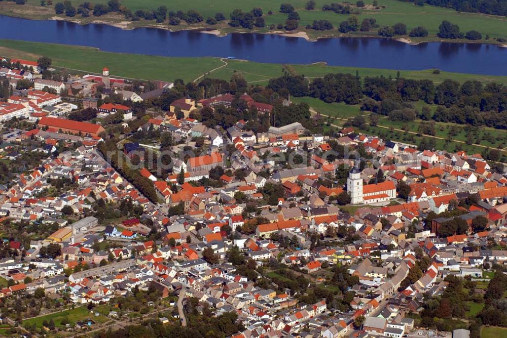 Aerial photograph Barby - Blick auf das Stadtzentrum Barby an der Elbe.