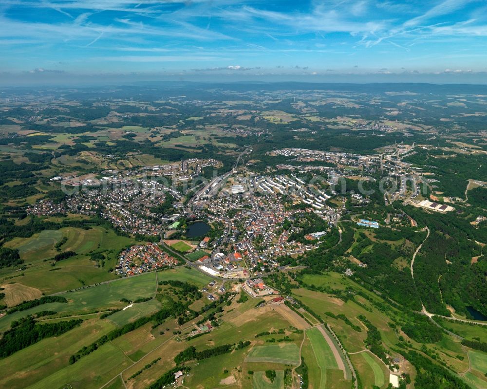 Aerial image Baumholder - View of the town of Baumholder in the state of Rhineland-Palatinate. Baumholder is located in the Westrich region and is an offical tourist resort