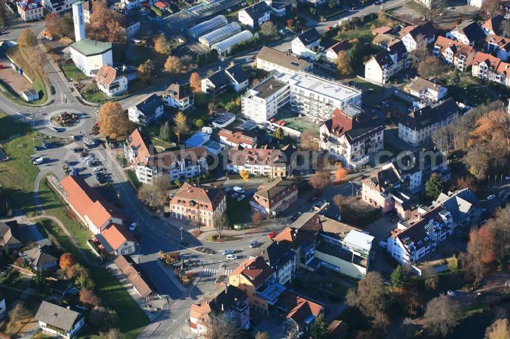 Wehr from above - District in the area of the railway Station / main street in the city in Wehr in the state Baden-Wurttemberg, Germany