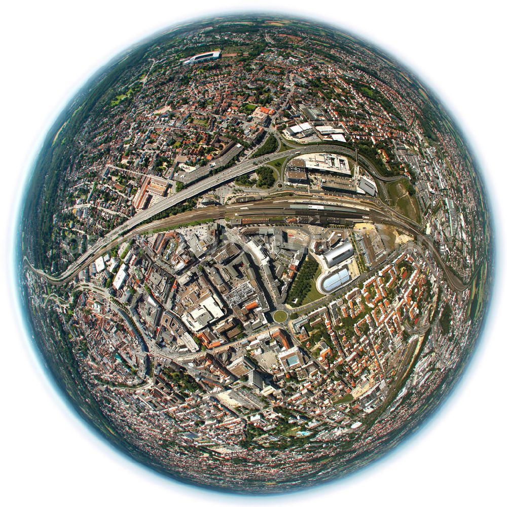 Aerial photograph Bielefeld - Fisheye motive of Bielefeld in North Rhine-Westphalia