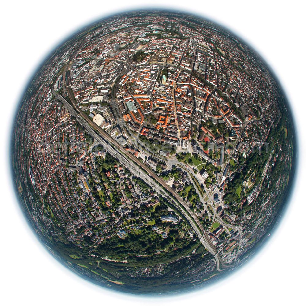 Aerial image Bielefeld - Fisheye motive of Bielefeld in North Rhine-Westphalia