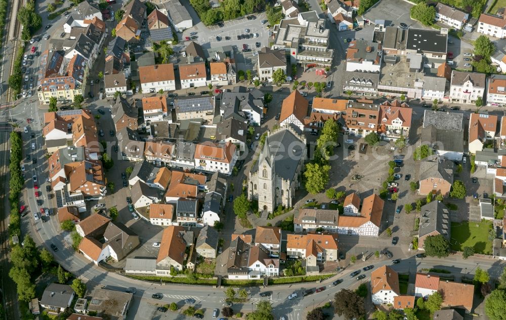 Aerial photograph Marsberg - City view overlooking the church St. Magnus in Marsberg in the state of North Rhine-Westphalia