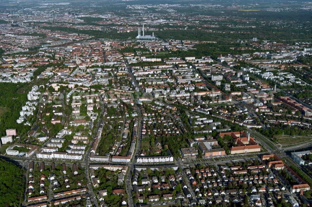 Aerial photograph München - City view with a view of the district Sendling in the urban area in Munich in the state Bavaria, Germany