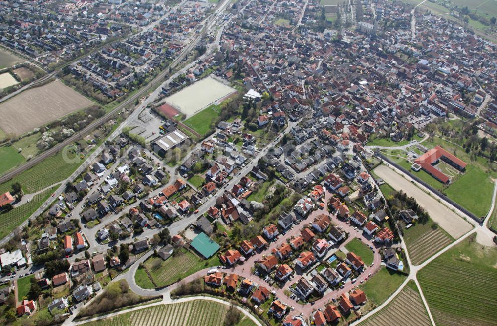 Aerial photograph Bodenheim - Stadtansicht von Bodenheim in Rheinland Pfalz. Townscape of Bodenheim in Rhineland- Palatinate.